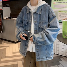 牛仔外套男秋季高街休闲夹克港风帅气宽松学生休闲工装上衣服N067，男装夹克，星座1116A-1（原606A）