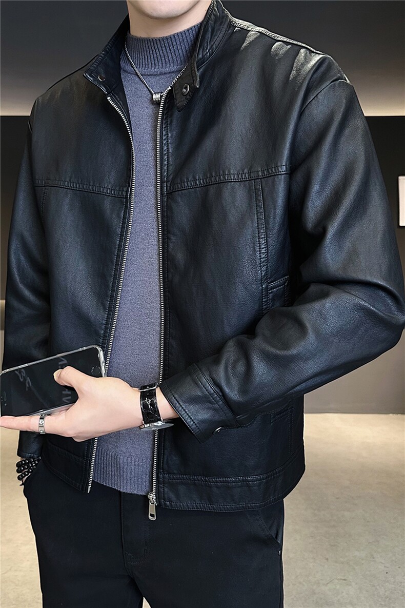 加绒加厚皮衣外套男秋冬季2025新款机车皮夹克A313-25119-P148,男装夹克,电商A313