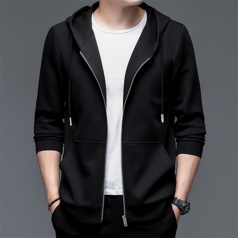 秋季连帽卫衣男士开衫纯色棉外套休闲青年上衣运动跑步空气层，女装短外套，钱塘6003（原4033）