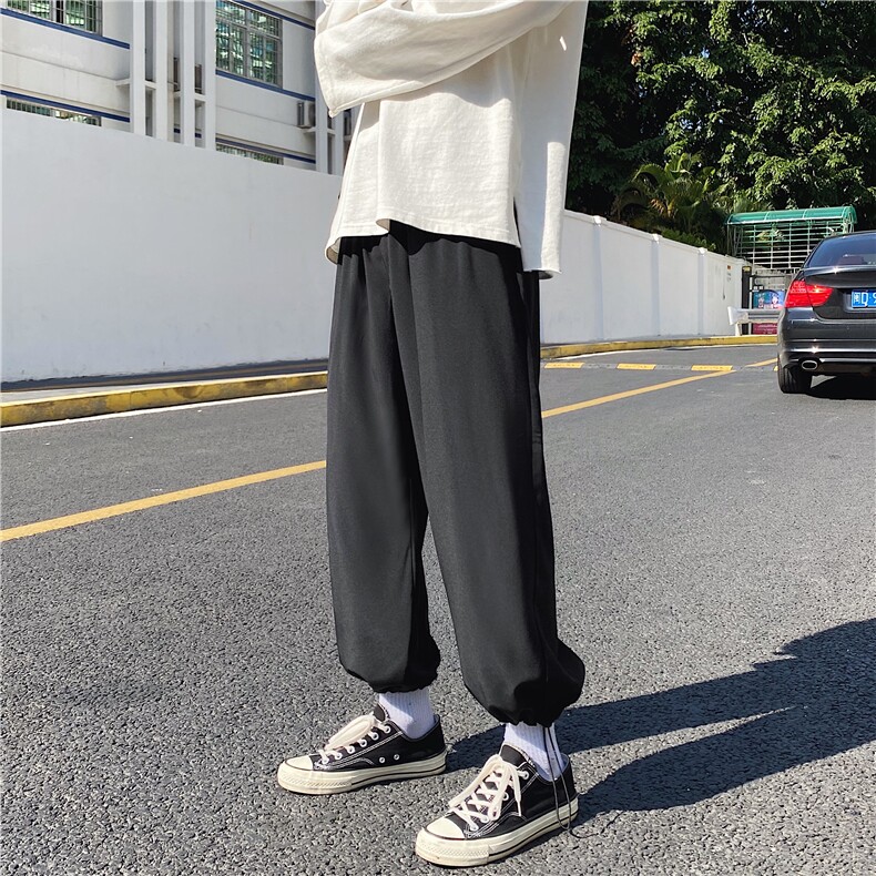 港风垂感冰丝休闲裤男宽松速干九分裤男2023-特批20,男装休闲裤,星座718-1