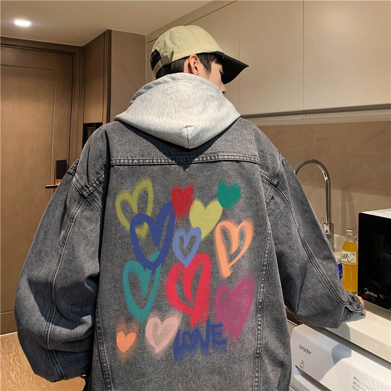 大货秋季新款情侣连帽牛仔外套大码男夹克牛仔上衣JK1068-P88,男装工装外套,星座1103-3