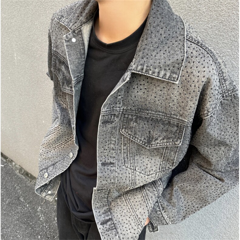 美式牛仔外套男高街翻领衬衣夹克秋oversize宽松上衣JK1062-P158,男装夹克,星座1103-3
