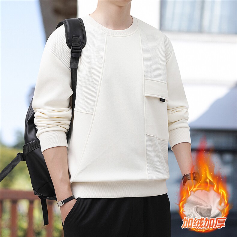 加绒加厚M-8XL休闲圆领拼接卫衣男6081加绒-P52,男装卫衣,星座209