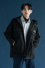 【】A003-HF008-P50冬装新款多口袋连帽加厚大衣男蒙马特2，男装毛呢大衣，电商A003