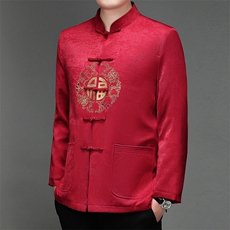 风秋冬季中老年加棉唐装喜庆庆祝节日盘扣男棉衣HL2211-P125，男装棉衣，星座1105-3