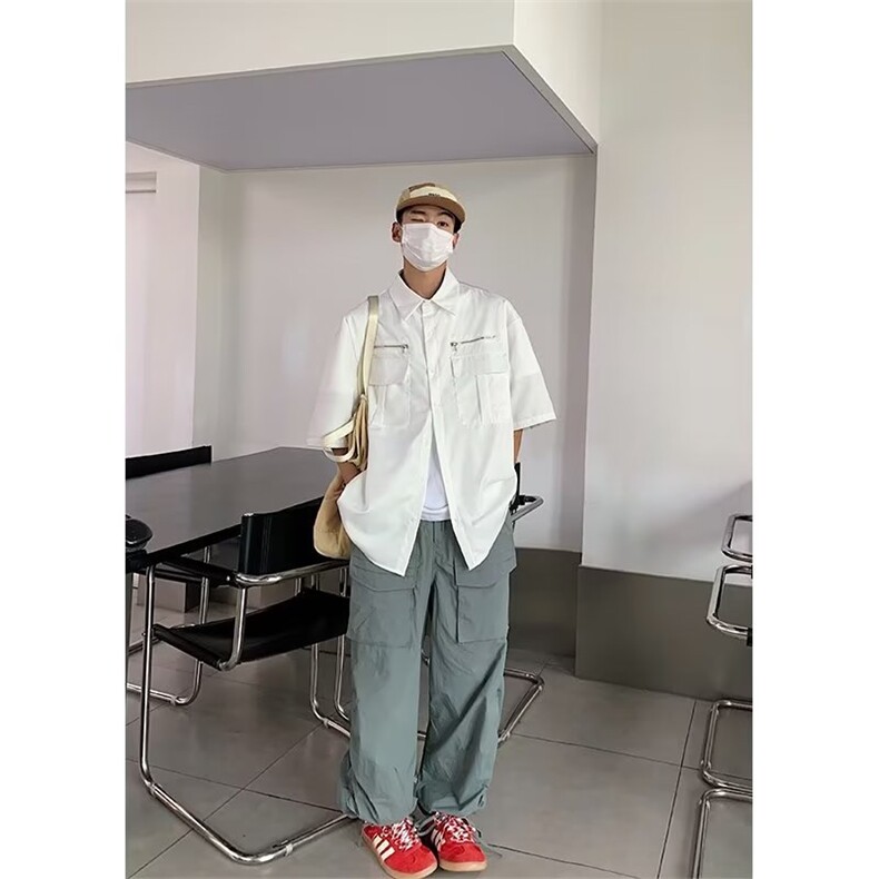 男新款衬衫标准潮潮流原宿慵懒夏季五分袖C2029P40,男装衬衫,星座1116-2