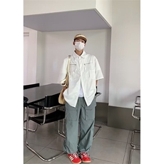 男新款衬衫标准潮潮流原宿慵懒夏季五分袖C2029P40，男装衬衫，星座1116-2