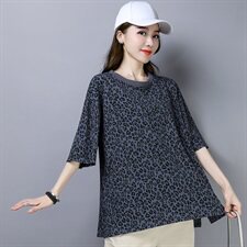 花色T恤时尚简约短袖圆领显瘦2021年春季，女装T恤，小林双子