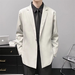 休闲西服外套男春秋韩版修身礼服商务黑色小西服 Y73 无装饰图片