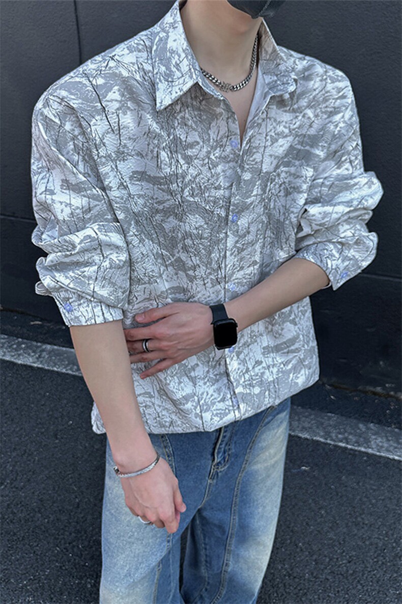 美式高街宽松衬衫潮流休闲上衣A086-CS2206-P40,男装衬衫,电商基地A086