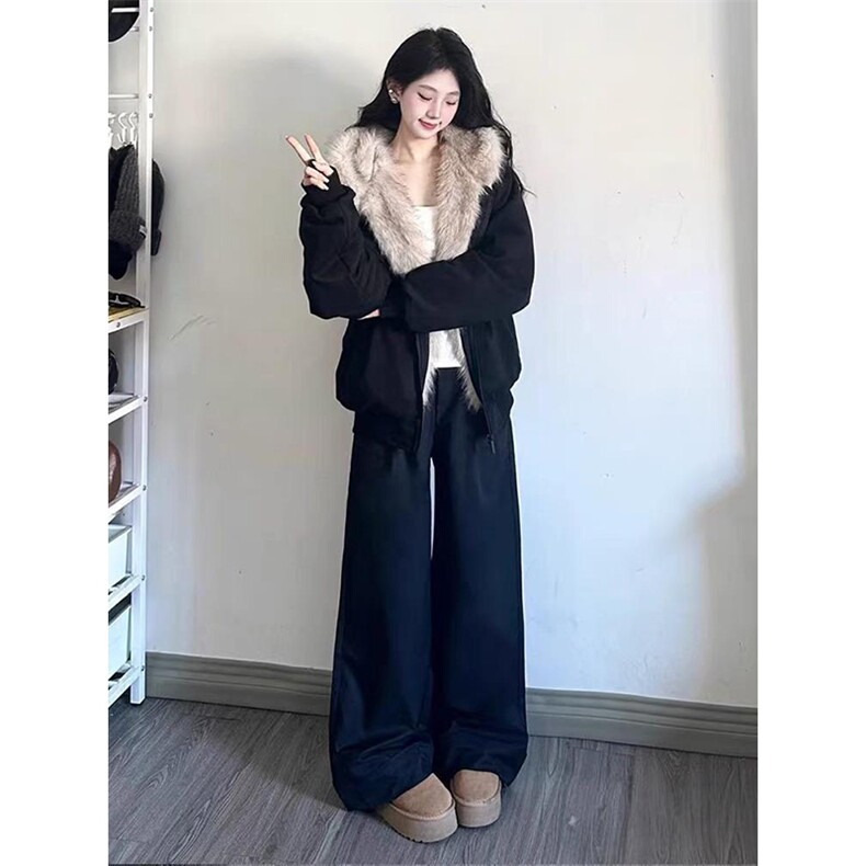 现货高品质美式高街冬季重磅硬挺短款座山雕毛领棉衣男女加厚外套,男装棉衣,电商A486