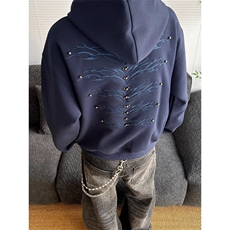 美式重磅Cleanfit复古钉珠设计连帽卫衣男宽松休闲上衣LY7455-P50，男装卫衣，星座1008