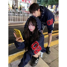【004】连帽拉链开衫卫衣外套男刺绣情侣宽松A079-WY8062-P59，女装短外套，电商A079