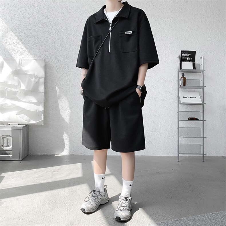 TZ2333-P65控88夏季POLO衫短裤t恤休闲宽松大码两件套短袖套装男,男装牛仔裤,电商D232