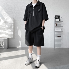 TZ2333-P65控88夏季POLO衫短裤t恤休闲宽松大码两件套短袖套装男，男装牛仔裤，电商D232