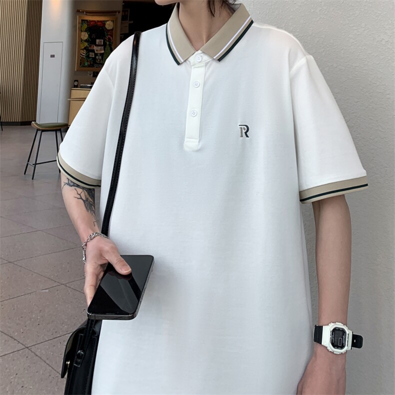 夏季翻领刺绣短袖T恤简约百搭潮流半袖Polo衫男上衣T1481-P28,男装Polo衫,星座512-2