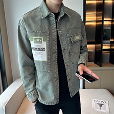 2023秋季新款牛仔夹克衬衣外套男时尚潮牌翻领上衣jk608-p98，男装夹克，电商D303