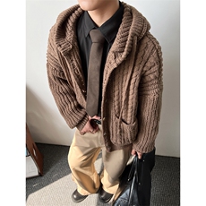 老钱风950克超柔软北极绒针织开衫毛衣外套W1569/特P75，男装针织衫/毛衣，电商B350