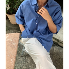 夏季上衣韩系宽松纯色短袖衬衫男潮流半袖衬衣7004P45，男装衬衫，星座710