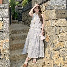 夏季新款韩系甜美减龄百搭显瘦开衫+半身裙两件套套装女，女装套装/套裙，2C159
