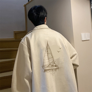麂皮绒夹克男大码立领褂子外套JK85409-P68 加绒款-P78图片