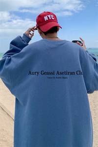 ！直播品质 重磅宽松大码港风aury印花圆领卫衣WY110-特p28图片