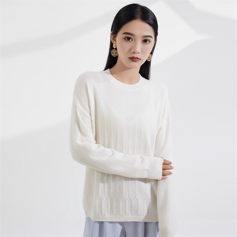 秋季新款舒适时尚百搭圆领套头女士羊绒衫，女装羊绒衫，恒爱羊绒