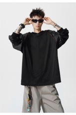 可二开美式POLO衫大码M-5XL拼接V领球衣长袖T恤男CX78111P45控69，男装Polo衫，星座227-7