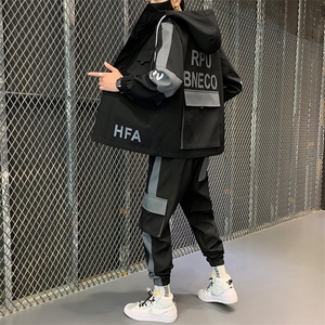现货秋季男士套装休闲运动服帅气搭配一套工装夹克外套 D05图片