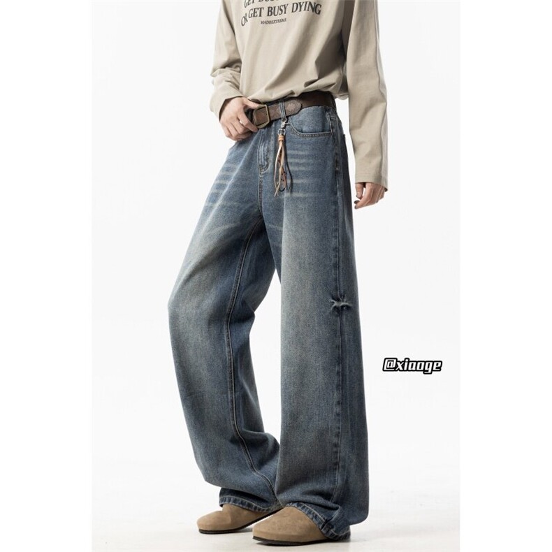 XZ616春季重磅水洗打褶猫须百搭牛仔长裤TY37119特P65控78，男装牛仔裤，星座512A（原616）