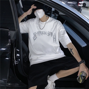 T恤潮流圆领男港风烫钻2026夏季新款短袖时尚B299-X5217-P35-控49图片