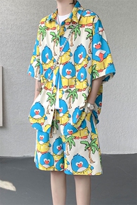 TZ1149-特48 控88 多色海滩冰丝凉感大码套装衬衫速干运动两件套图片