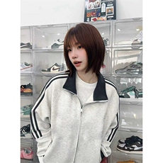 抖音得物高品质美式高街重磅结构设计拼接织带立领卫衣外套CM42，女装短外套，电商A486-1