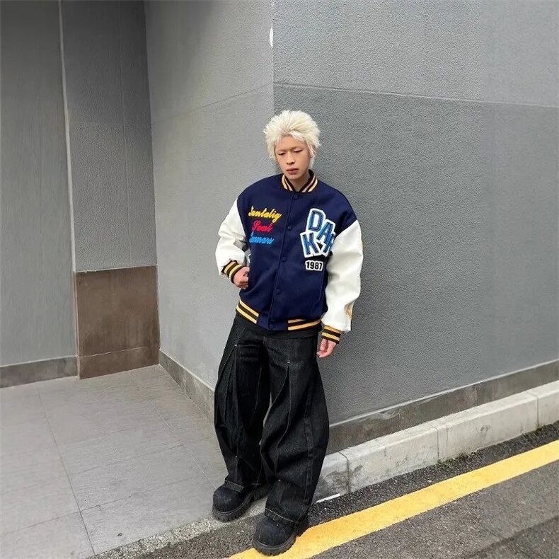 1506/GF6030/P63潮高街撞色情侣棒球服百搭宽松炸街痞帅夹克男,男装夹克,星座1506A
