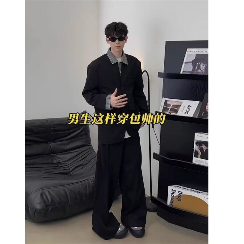 【有货】DJK288-特P88假两件西装外套男生品质拼接复古时尚上衣潮图片