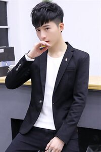 2021春秋装男士小西服修身韩版潮青年便西英伦西装男发型师图片