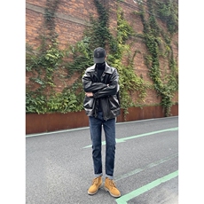 牛仔裤男23秋冬修身弹力小脚休闲裤长裤子机车风痞帅搭配马丁靴，男装牛仔裤，星座1412-2