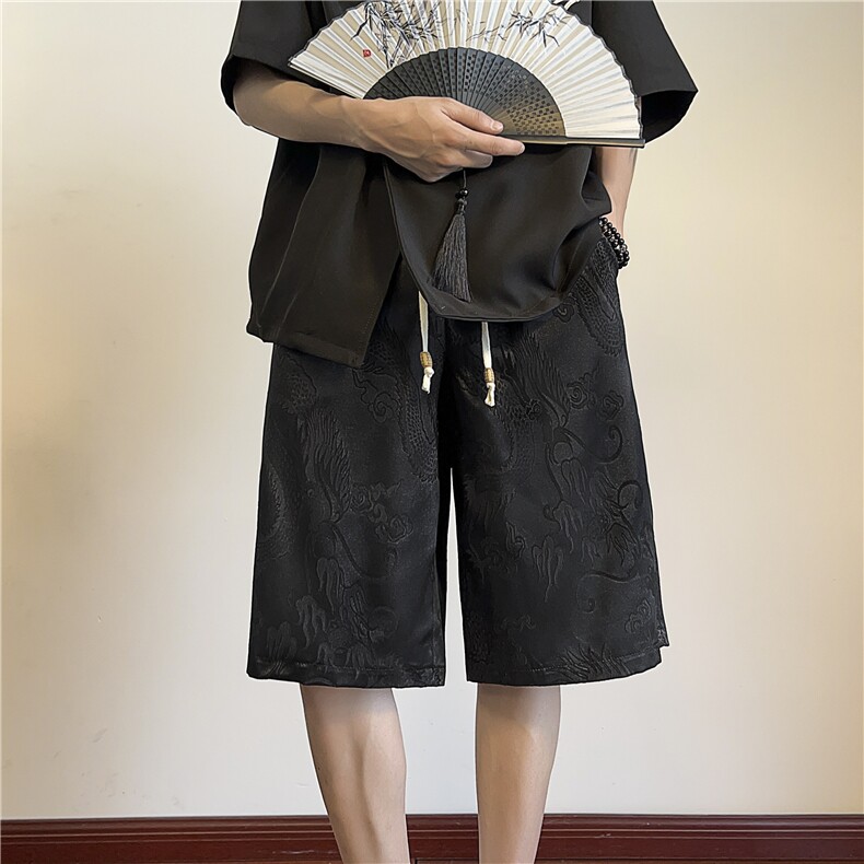 2025夏季新款风缎面刺绣宽松休闲短裤B315-K24066-特p30控58,男装休闲裤,电商B315