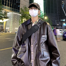 特批港风夜景时尚翻领皮夹克F8453P85控138，男装夹克，电商A247