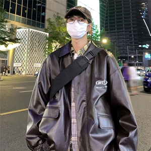 特批港风夜景时尚翻领皮夹克 F8453 P85控138图片