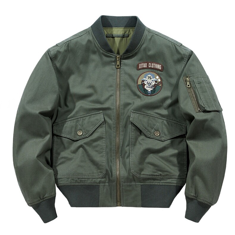 主推款：外套男飞行员夹克教练春秋冬加棉大码工装机车服棒球服棉图片