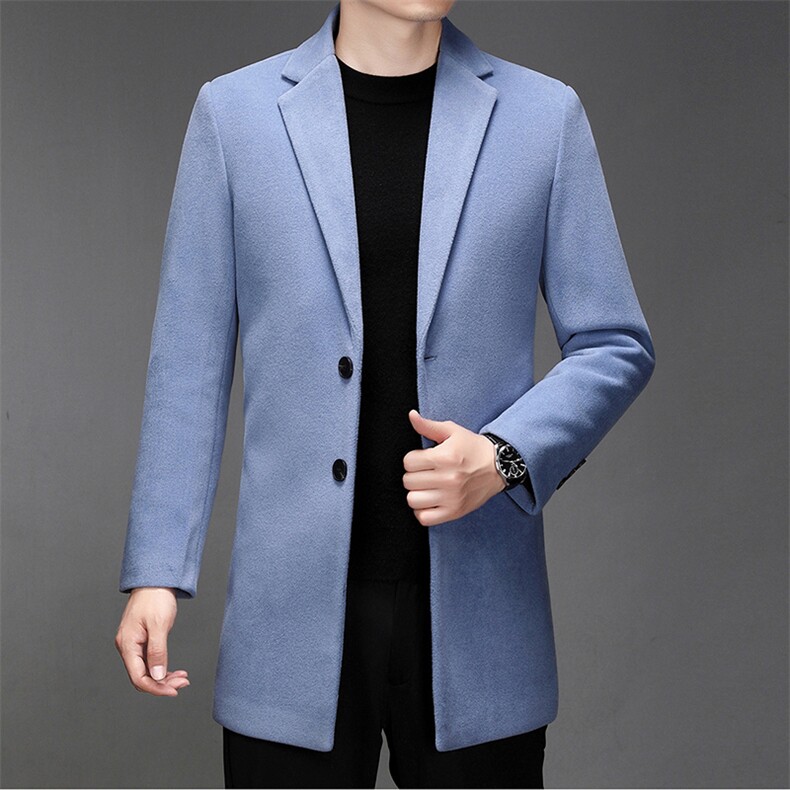 CKM351钱塘2020-2中年男士时尚休闲简约中长款百搭毛呢外套P170，男装毛呢大衣，钱塘207-2
