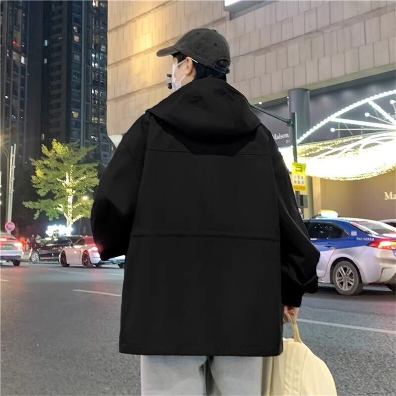 港风春秋季夹克户外防水工装连帽冲锋衣男女潮牌百搭休闲外套,男装夹克,星座218-1（原230）