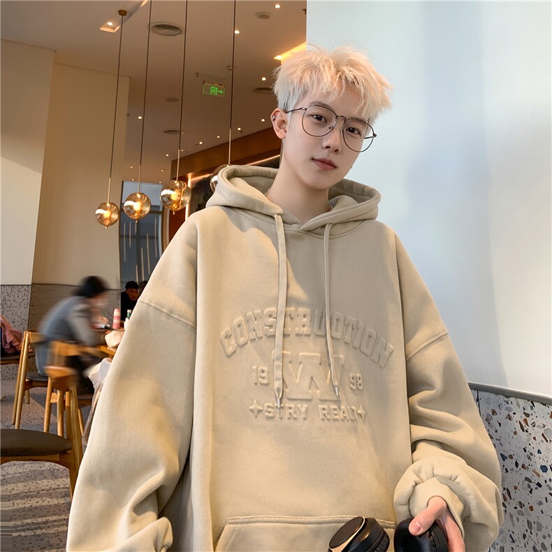 抖音直播供货2025春装新款美式硅胶厚板棉连帽卫衣A158-WY611-55,男装卫衣,电商A158