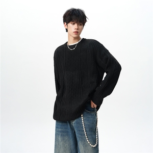 8XL-M圆领毛衣男秋冬季宽松慵懒套头麻花针织衫毛线衣MY19005P68