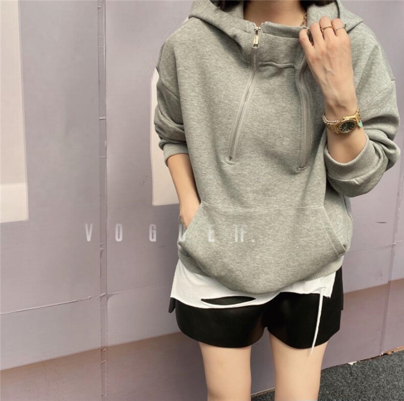 拉链韩版卫衣，女装卫衣/绒衫，简单小珍