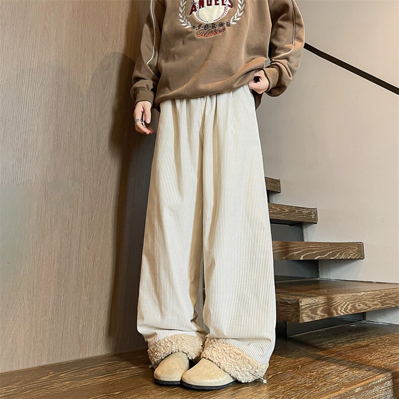 8XL-M加厚羊羔毛棉裤特大码宽松休闲裤保暖直筒阔腿裤KZ1939/P68，男装棉裤，电商B238