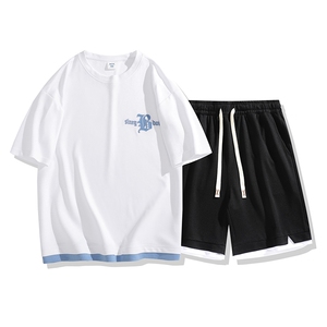 夏季运动套装日系白底休闲百搭时尚短套装CK2410+TC3149-P51控89图片