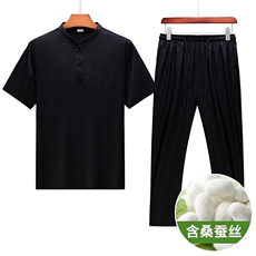 GBN833-7夏季风唐装纯香云纱短袖爸爸装套装，男装休闲套装，电商B360
