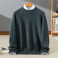 2025年秋季新款百搭男士麻花长袖半高领羊绒衫，男装羊绒套衫，牧群羊绒